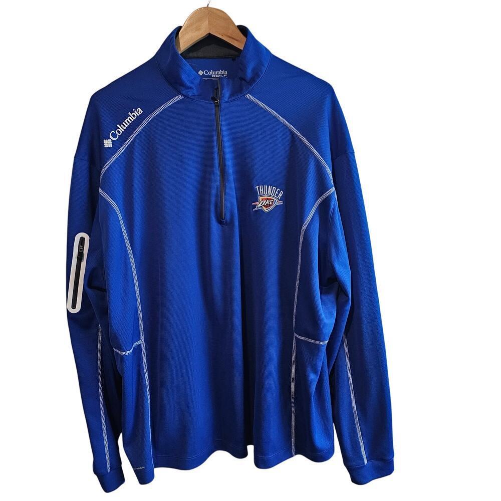 Oklahoma Thunder Basketball Columbia Golf 1/4 Zip Jacket Mens XXL Blue Pullover
